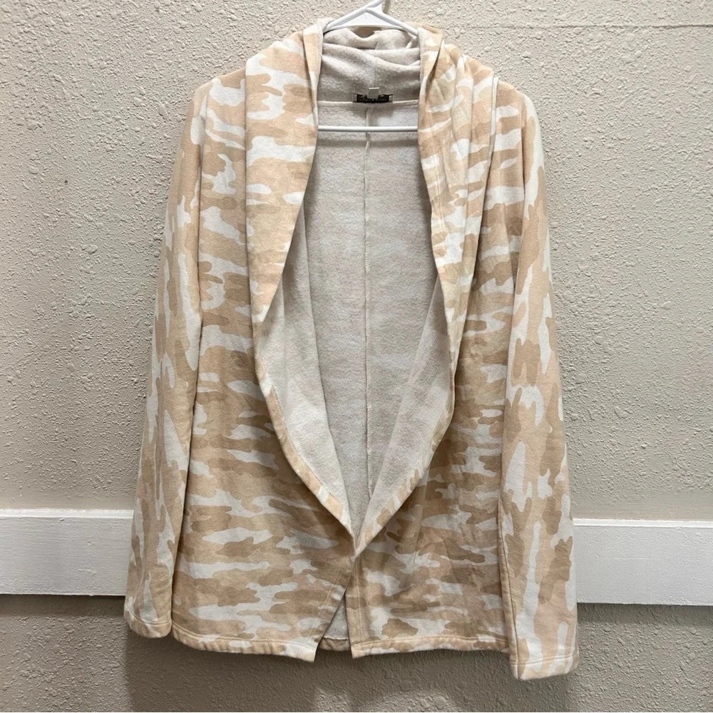 Lucky Brand Tan & Cream Camo Open Cardigan